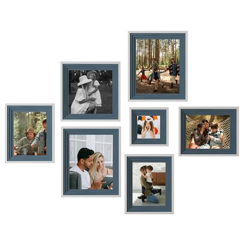 Image of Art Street Blue Collage Photo Frame Set for Wall Decor | Multi Size Wooden Picture Frames Gallery Wall Set for Family Photos | Modern Wall Photo Frames for Living Room, Bedroom & Home Decoration