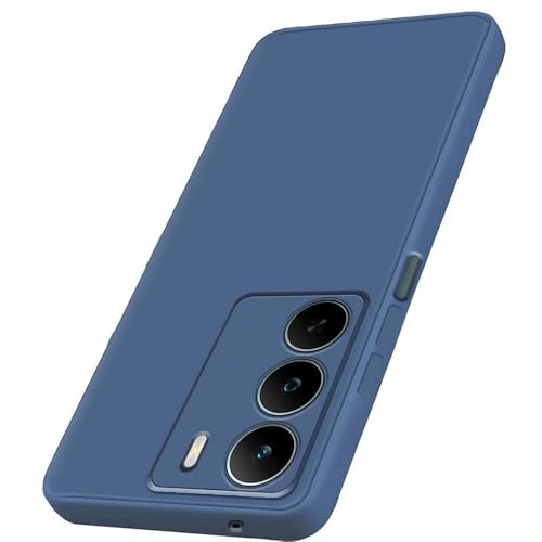Image of Fashionury Liquid Silicon Back Cover for Realme P3 Lite 5G / Narzo 80 Lite 5G / Realme C73 5G / Realme C75 5G | Camera Protection | Anti-Fingerprint | Inner Velvet Fabric | Ultra Slim Case (Blue)