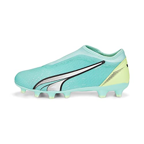 PUMA Ultra Match Ll Fg/Ag Jr, Botas de fútbol Unisex niños, Electric Peppermint Puma White Fast Yellow, 29 EU