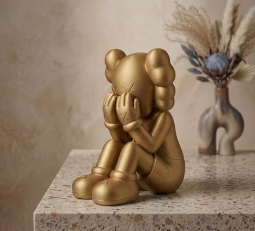 Crying Art Toy Statue | Collectible 3D Printed Decorative Figure | Unique Shelf & Desk Display, Gold