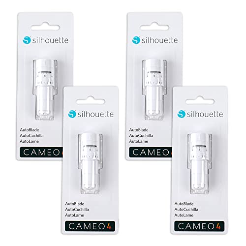 Silhouette Cameo 5, Cameo 4, PRO, Plus, & Portrait AutoBlade Replacement 4 Pack Bundle with 200+ Designs