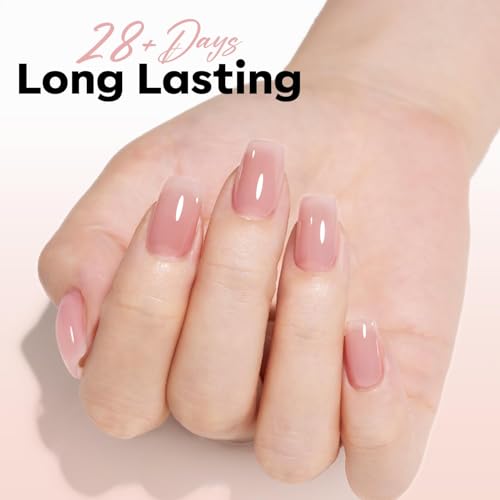 Image of modelones Jelly Nude Pink Gel Nail Polish 15ML, Hema Free Summer Soak-Off UV Gel Polish - 28+Days Long-Lasting Nail Art DIY Manicure Kit Home Salon Women Gifts