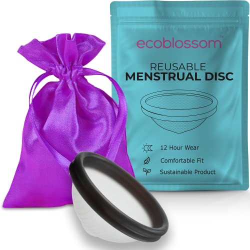 Ecoblossom Reusable Menstrual Disc - Small Menstrual Cup - Soft Period Disc for Women Designed with Flexible, Medical-Grade Silicone Period Cup (Small, Black)