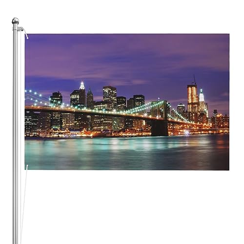 Drapeau de nuit de New York 1,2x1,8 m grand format double face pour déco extérieure et jardin