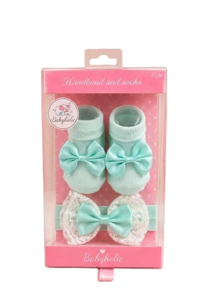Babyholic Baby Girl Hair Band & Booties Set | Soft Cotton Newborn Socks with Bow Headband | Infant Gift Set for 0-12 Months-image-40
