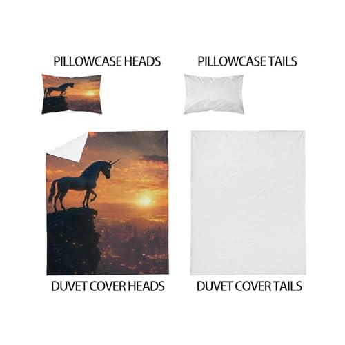Housse de couette licorne avec fermeture éclair pour un lit simple net - 5