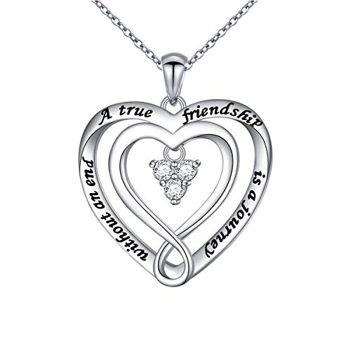 DAOCHONG S925 Sterling Silver Best Friend Friendship BFF Heart Jewelry Pendant Necklace