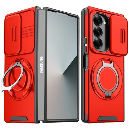 Coque magnétique pour Samsung Z Fold 6 rouge idéale pour le bureau et les trajets en voiture