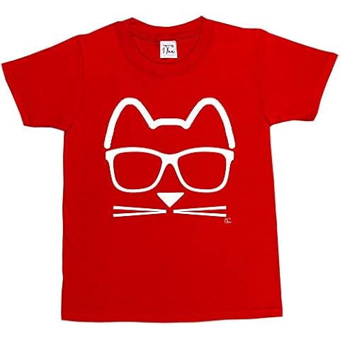 1Tee Girls Cool Cat T-Shirt Red Cover