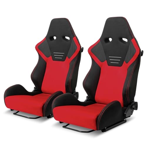 Spec-D Tuning Premium Suede Seats, Fully Reclinable w/Sliders