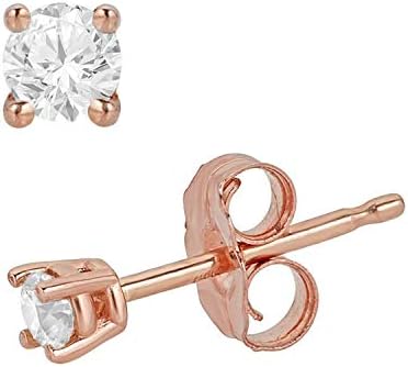 Eleganti0.10-0.50 Carat Total Weight Round Natural Diamond Stud Earrings for Women in 14K White, Yellow, or Rose Gold with Push Backs (0.30cttw and up IGL Certified) - (JK Color, I1 Clarity)