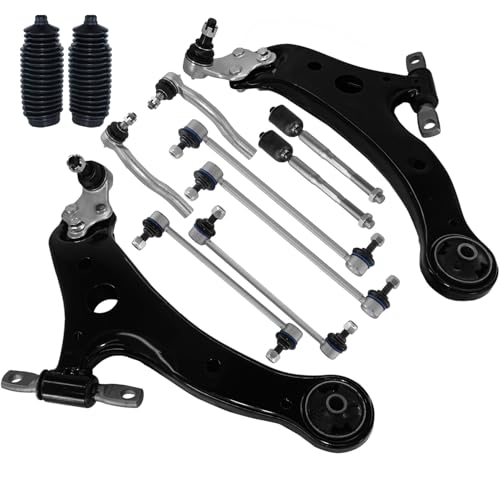 HAWK BROTHER Control Arm, 14Pcs Front Lower Ball Joint Suspension Kit Sway Bar Tie Rod Ends Boot Compatible With 2007-2011 Toyota Camry