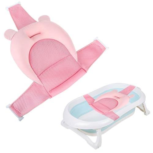 Image of Baby Bath Seat Support Net Soft Infant Bathing Seat Support Mat Suspension Shower Pad Adjustable Non-Slip Newborn Bathtub Sling Mat Baby Sink Bather Tub Shower Net Bathtub Sit Up Mesh 0-6 Month