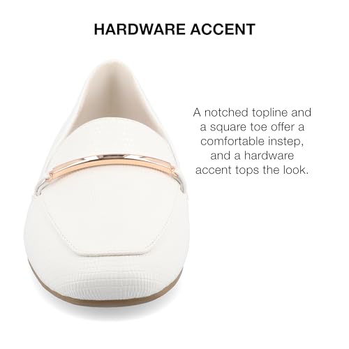 Image of Journee Womens Loafer Flat Notched Topline Square Toe Slip-On Block Heel - Wrenn Casual Dress Shoe