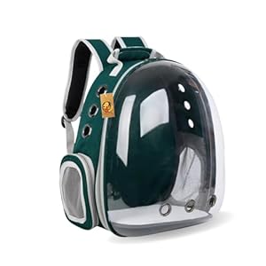 Foodie Puppies Cat Carrier Bag Astronaut Transparent Backpack for Travel, Hiking and Outdoor (Green) (40x35x24 cm) | Strudy, Airline-Approved, Breathable Design Backpack for Cats, Kittens and Puppies