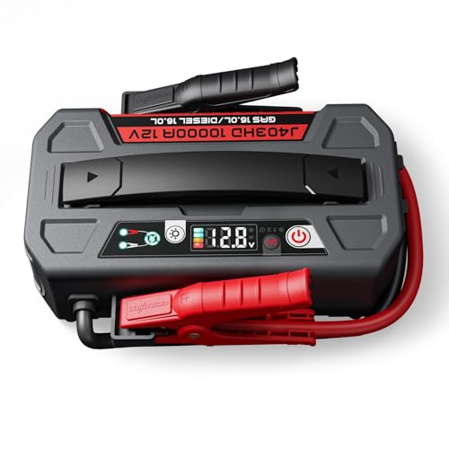 LOKITHOR J403HD 10000A Jump Starter, 12V Car Battery Jumper Starter Portable (16L Gas/All Diesel Engines) Powerful Jump Pack with 100W Quick Charger, 400 Lumen LED Light, 64000mAh Power Bank