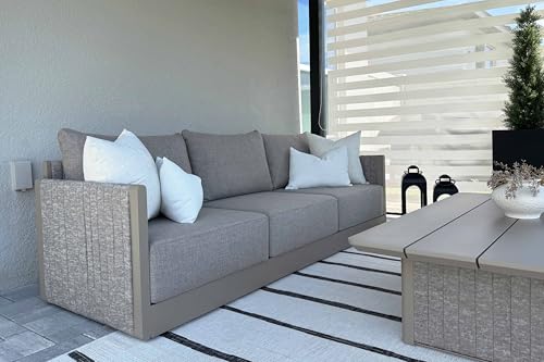 Image of PURPLE LEAF Patio Set 11PCS w /Table & Ottoman, Deep Seating Rope, Beige
