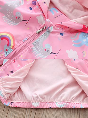 image for Little Hand Toddler Girls Unicorn Spring Fall Outerwear Windbreaker Ra