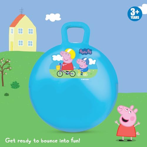 Image of Amazon Brand - Jam & Honey 18 inch Peppa Pig Hopper Ball for Kids | Strong Bouncing Ball with Handles | Outdoor & Indoor Play Toy (Blue)