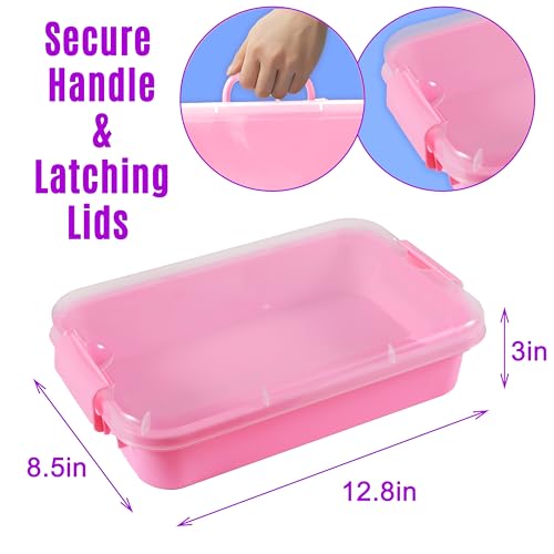 Image of Carolart 3 Pack 12.8 Inch Plastic Storage Bins, Stackable Sensory Bin | Portable containers with lids for sand toy storage, crafts, toys, classroom organization and homeschool activities