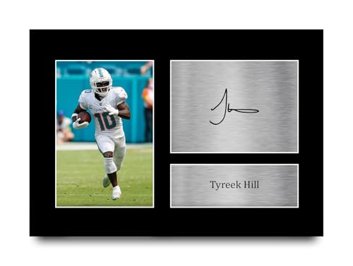HWC Trading Tyreek Hill Miami Dolphins Geschenkidee: Gedrucktes, signiertes Autogrammfoto für Fans von American-Football-Memorabilia - A4