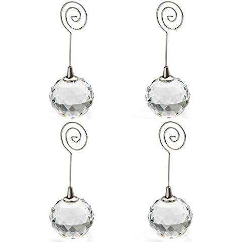 OnePlace Gifts Crystal Place Card Holders Table Number Holders (Crystal Ball, 4) Cover