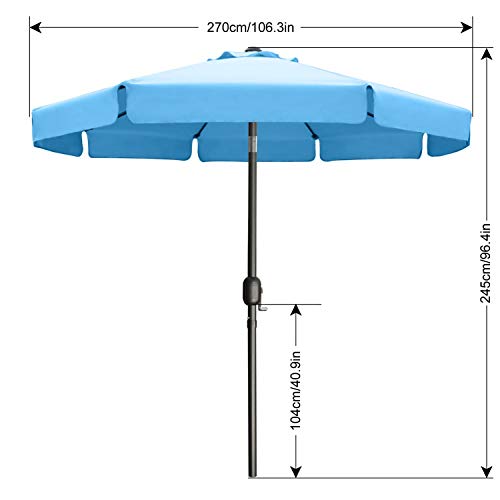Image of ABCCANOPY 9ft Scalloped Patio Umbrella, Outdoor Table Umbrella with Tilt and Crank, Fiberglass Ribs Deck Umbrella for Patio, Pool, Garden, Picnic (Turquoise)
