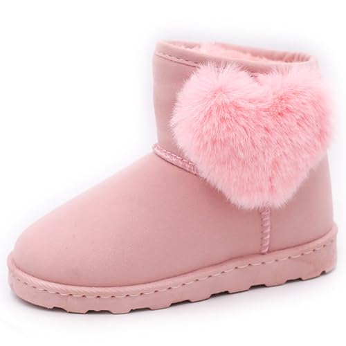 WUIWUIYU Girls' Snow Boots Warm Fur Lined Winter Short Ankle Booties
