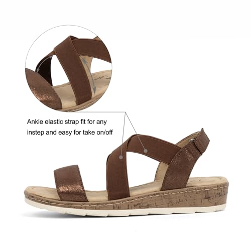 Image of VJH confort Women's Flat Sandals, Comfort Slip-on Elastic Ankle Strap Slingback Light Weight Casual Walking Sandals