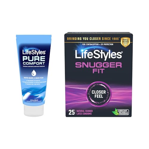 LifeStyles Snugger Fit Condoms 25 Count and Pure Comfort Water-Based Lube Bundle