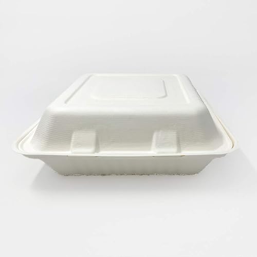 Miniatura 3 de Zume Compostable respetuoso con el medio ambiente desechable de 9 x 9 pulgadas 3 compartimentos contenedor de alimentos para llevar natural paquete