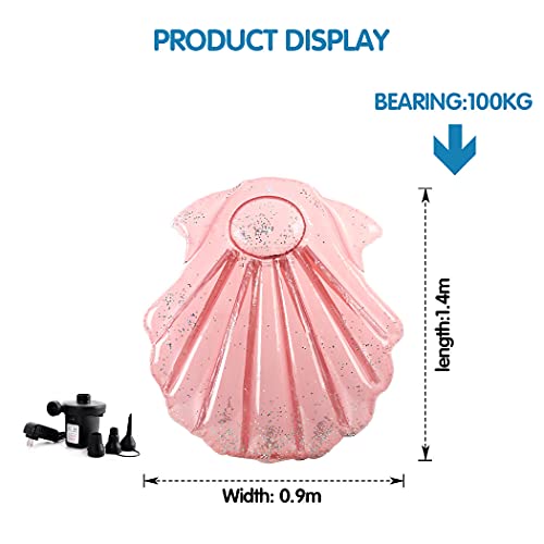 Vatocu Pink Sea Shell Pool Mattress Sequins Swimming Pool Float Inflatable Seashell Float Seashell Pool Beach Toys Summer Fun Inflatable Seashell Float For Adults (Pink Scallop) #TOP1