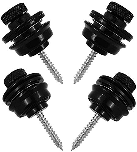 Wolfride 4個入り ギターストラップロックピン 滑り止め 脱落防止 便利 ロック式ストラップピン ブラック