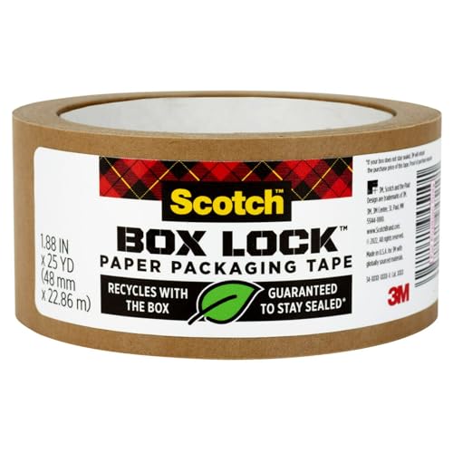 Scotch Box Lock Paper Packaging Tape, 1 Roll , 48 mm x 22.8 m - Brown Paper Tape, Curbside Recyclable, 1 Roll Paper Tape - Image 2