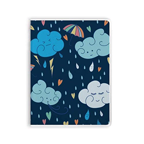 Journal intime parapluie nuageux et cœur idée cadeau couverture souple