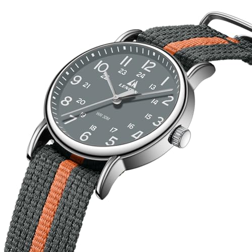 Image of LN LENQIN Mens Watches Unisex Military Sport Nylon Strap Stylish Luminous Fashion Analog Quartz Watch for Men Waterproof Army Tactical Casual Wristwatch