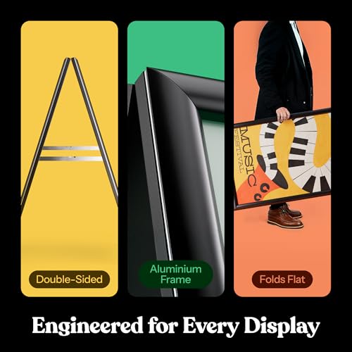 T-SIGN Sidewalk Sign for Indoor & Outdoor Sign - Open Aluminum A Frame Sign Poster Board 24x36 Inches, White Dry Erase Surface - Heavy Duty Double Sided Sandwich Board, Street Advertising Sign Board by T-SIGN - Image 2