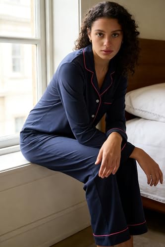 Image of HEARTNICE Womens Pajama Set, Soft Long Sleeve Pajamas & Long Pants with Pockets, Button-up Sleepwear Lounge Pjs