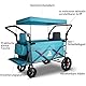 TOPWELL Bollerwagen faltbar, Handwagen mit Dach und Bremsen, Transportkarre Gerätewagen, klappbar, PU Vollreifen, bis 120 kg Tragkraft (Himmelblau/Grau)