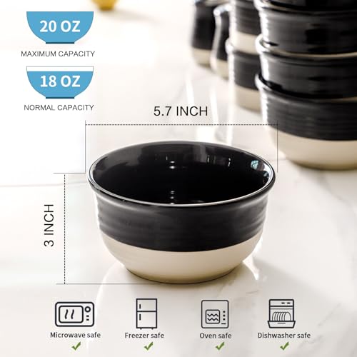 Hasense-Ceramic-Soup-Bowls-and-Cereal-Bowls-20-OZ-Bowls-for-Kitchen-Set-of-6-Stackable-Bowls-Set-for-Ramem-Salad-Oatmeal-Rice-Snack-Dishwasher-Microwave-Safe-Black Hasense Ceramic Soup Bowls and Cereal Bowls 20 OZ Bowls for Kitchen Set of 6 Stackable Bowls Set for Ramem Salad Oatmeal Rice Snack Dishwasher Microwave Safe Black