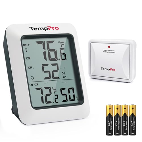 TempPro TP60 Digital Hygrometer Outdoor Thermometer Wireless Temperature and Humidity Gauge Monitor Room Thermometer with 500ft/150m Range Humidity Meter Temperature Indicators (Previously ThermoPro)