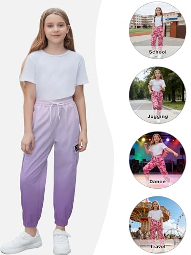 Image of Cromoncent Girls & Womens Camo Print Cargo Pants Outdoor Lightweight Jogger Baggy Pants, 6 Years - XX-Large