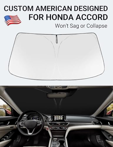 Image of Proadsy Front Windshield Sun Shade Foldable Sunshade Protector Custom Fit 2018-2022 Accord(Not for 2022 Sport) Sedan, LX, EX, EX-L, Touring Accessories 2026 Upgrade