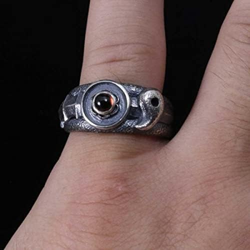 [龍頭] シルバー 950 三種の神器 リング 指輪 ムーンストーン 燻し仕上げ メンズ 24号