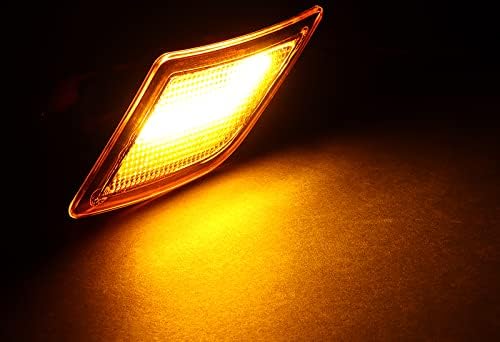 EPARTS Full LED Front Bumper Fender Side Marker Light Turn Signal Lamp Assembly Replacement Compatible With 2008-2011 Mercedes Benz W204 C-Class C300 / C350 / C63AMG (Clear Lens/Amber LED)