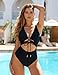 Blooming Jelly Womens Sexy One Piece Swimsuit Cut Out V Neck Bathing Suit Crisscross Back Swimwear (Large, Black)
