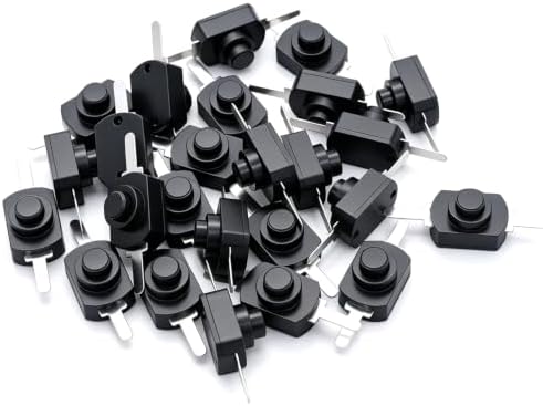 mxuteuk 50pcs Black Latching Mini ON/Off Switch Self-Lock Micro Push Button Switch DC 30V 1A for Light Lamp Wall Outlet DIY SMD Flashlight Type BK-1208