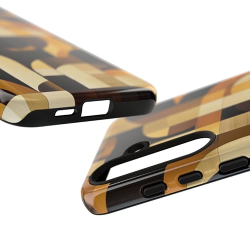Coque Galaxy S24 Plus solide et élégante motif géométrique marron et doré
