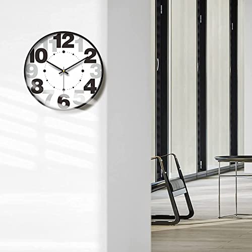 Image of Wall Clock 12 inch Silent Quartz Decorative Wall Clock Non-Ticking Classic Digital Clock Battery Operated Round Easy to Read Handheld Complete Home /Kitchen /Bedroom (433)
