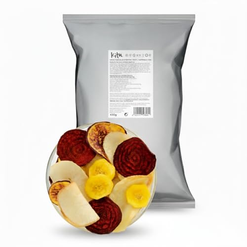 NULTHY Chips de Vegetales Exóticos 450g KITU | Snack Saludable y Crujiente | Gourmet, Bajo en Sal, Sin Gluten ni Conservantes | Mezcla de Batata, Yuca, Remolacha y Plátano Macho | Origen Artesanal